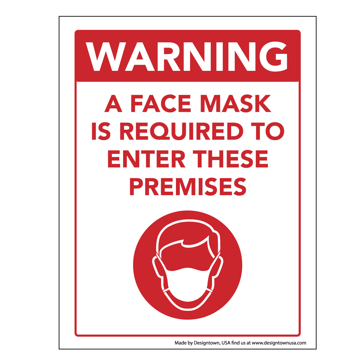Removable & Reusable Glass Windows & Doors Face Mask Required Caution Sign 